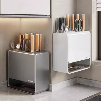 Ящик для хранения кухонных ножей, держатель для ножей без перфорации, настенная подставка для ножей, кухонные принадлежности, органайзер для кухонных принадлежностей