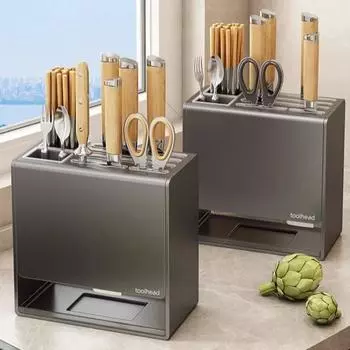 Ящик для хранения кухонных ножей, держатель для ножей без перфорации, настенная подставка для ножей, кухонные принадлежности, органайзер для кухонных принадлежностей