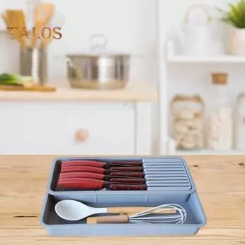 Ящик для хранения лезвий, расширяемый ящик, съемный компактный ящик большой емкости для хранения столовых приборов для кухни чёрный