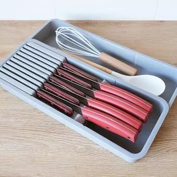 Ящик для хранения лезвий, расширяемый ящик, съемный компактный ящик большой емкости для хранения столовых приборов для кухни чёрный