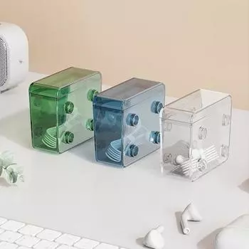 Ящик для хранения линии передачи данных, прозрачный портативный, гладкий, пыленепроницаемый, влагозащищенный с крышкой, настольная организация, адаптер для наушников, органайзер, чехол белый