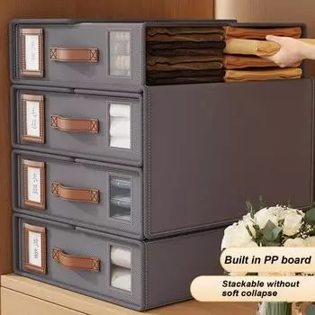 Ящик для хранения листов-органайзеров с прозрачным окошком, с застежкой-липучкой, большой вместимости, складной бежевый