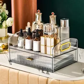 Ящик для хранения макияжа, большая емкость, контейнер для хранения косметики, настольный органайзер для дома, спальни, ванной комнаты прозрачный