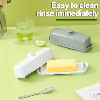 Ящик для хранения масла с резаком, прозрачная крышка, пылезащитный пищевой контейнер, не содержащий бисфенола А, холодильник, коробка для еды с маслом чёрный