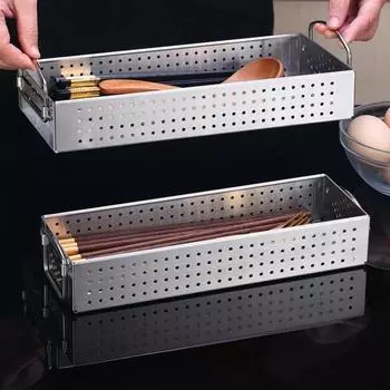 Ящик для хранения металлической проволоки, посуда, полый быстрый дренаж, палочки для еды, ложка, вилка, сливной ящик из нержавеющей стали, ящик для канцелярских принадлежностей, органайзер, лоток для столовых приборов S
