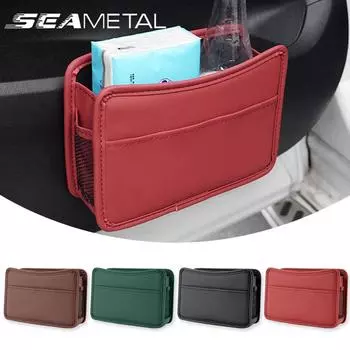 Ящик для хранения на боковой двери автомобиля из искусственной кожи с швом, автоводонепроницаемый карман для телефона, боковой органайзер для автомобильного сиденья, подвесная сумка для хранения чёрный