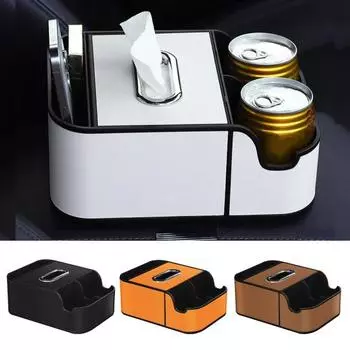 Ящик для хранения на подлокотнике автомобиля для заднего сиденья автомобиля, устойчивый, не качающийся органайзер с держателями для стаканов, секретные отделения для телефона, бумажные полотенца белый