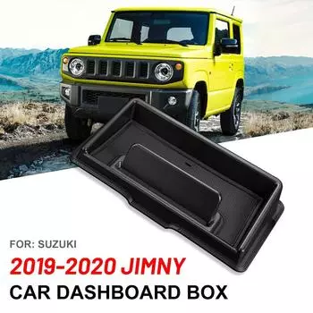 Ящик для хранения на приборной панели автомобиля, лоток для Suzuki Jimny 2019 2020 JB64/JB74 с держателем для телефона и навигации, автомобильные аксессуары, органайзер для приборной панели чёрный