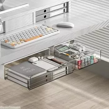 Ящик для хранения на столе Ящик для хранения самоклеящийся пластиковый держатель для хранения на столе Простые мелочи Косметика Канцелярские принадлежности Органайзер