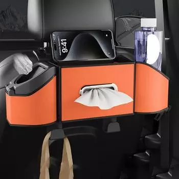 Ящик для хранения на заднем сиденье автомобиля Yousheng, органайзер для хранения на заднем сиденье автомобиля с 2 держателями для стаканов, многофункциональный, экономит место в салоне автомобиля для внедорожников, фургонов, грузовиков 1pc оранжевый