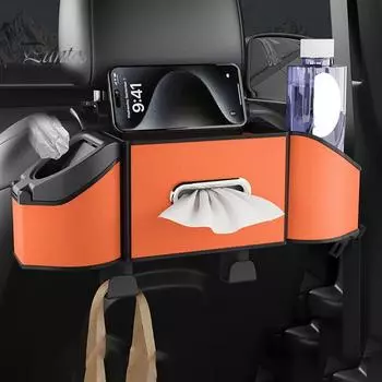 Ящик для хранения на заднем сиденье автомобиля, органайзер для хранения на заднем сиденье автомобиля с 2 держателями для стаканов, многофункциональный, экономит место в салоне автомобиля для внедорожников, фургонов, грузовиков 1pc серый