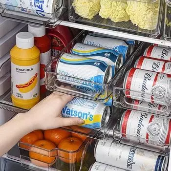 Ящик для хранения напитков, двухслойный, банка для пива, бутылка газировки, держатель для холодильника, автоматический роликовый диспенсер, органайзер для кухни, холодильника