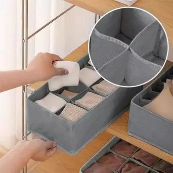 Ящик для хранения нижнего белья из ткани Органайзер для бюстгальтеров Органайзер для нижнего белья Органайзер для трусиков и носков 6 Grids зелёный