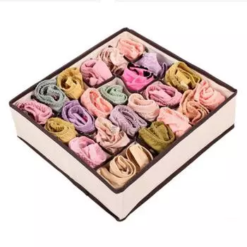 Ящик для хранения нижнего белья из ткани, ящик для хранения носков, перегородка для хранения нижнего белья, ящик для хранения бытовой техники большой емкости One Size бежевый