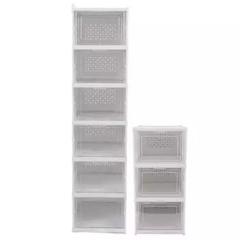 Ящик для хранения обуви Прозрачный пластиковый штабелируемый органайзер для обуви для экономии места в шкафу Складной 6 Layers