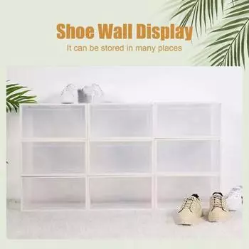 Ящик для хранения обуви, прозрачный, продолговатой формы, штабелируемый, большой, пылезащитный, раскладушка, витрина для обуви, органайзер для обуви, хозяйственные принадлежности