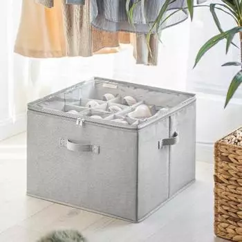 Ящик для хранения обуви, складной, пылезащитный, с прозрачной крышкой, застежкой-молнией, несколькими отделениями, фиксированными разделителями, органайзер для обуви, контейнер для хранения обуви слоновая кость