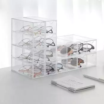 Ящик для хранения очков, 4 слоя, акриловый органайзер, ящики для косметики, пенал, складной держатель для дисплея