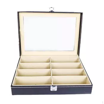 Ящик для хранения очков Дисплей Роскошный футляр для очков Органайзер для очков чёрный