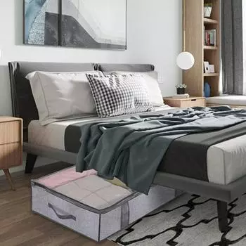 Ящик для хранения одеял из нетканого материала, прозрачная видимая молния, сверхмощная ручка, складная пылезащитная одежда, простыня, сумка-органайзер, товары для дома серый