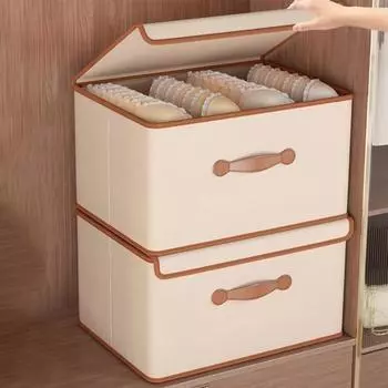 Ящик для хранения одежды, большая вместимость, складной ящик для хранения с крышкой, штабелируемый органайзер для одежды, фотографии игрушек S