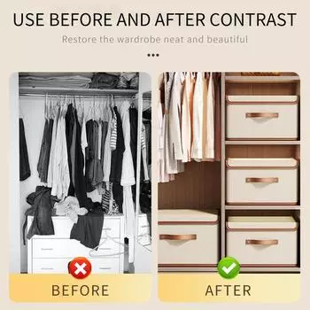 Ящик для хранения одежды большой емкости, тканевый складной ящик для хранения одеяла с крышкой, утолщенная полипропиленовая пластина для домашнего общежития L бежевый