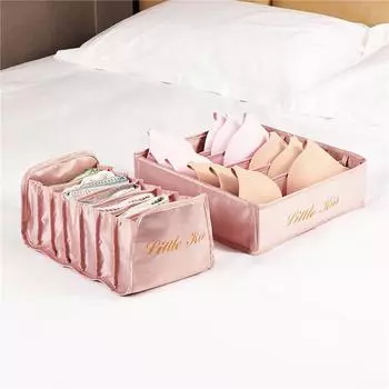 Ящик для хранения одежды для нижнего белья, бюстгальтеров, носков, экономящий место в доме, ящик для хранения, многосеточный органайзер для хранения нижнего белья Small 7 compartments розовый