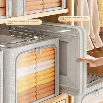 Ящик для хранения одежды, домашний шкаф, многослойная утолщенная коробка для отделки, складная коробка для одежды, брюк, ткани, хлопка и льна Medium 31L(45*30 * 23cm) хаки