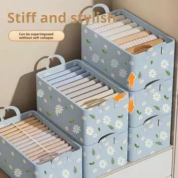 Ящик для хранения одежды Классификация с ручкой Складной шкаф для хранения большой емкости Органайзер для брюк Брюки Футболки Носки Чехол для хранения синий