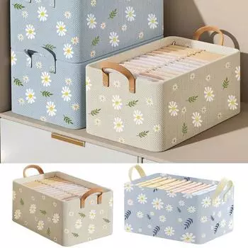 Ящик для хранения одежды Классификация с ручкой Складной шкаф для хранения большой емкости Органайзер для брюк Брюки Футболки Носки Чехол для хранения бежевый