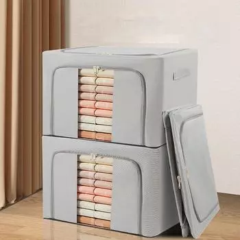 Ящик для хранения одежды объемом 24 л. Складной контейнер для хранения одеял с прозрачным окном и двусторонней молнией. A хаки