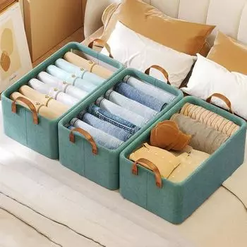 Ящик для хранения одежды, ящик для хранения со стальным каркасом, складной ящик для хранения из ткани для домашнего хозяйства 47*28*20cm