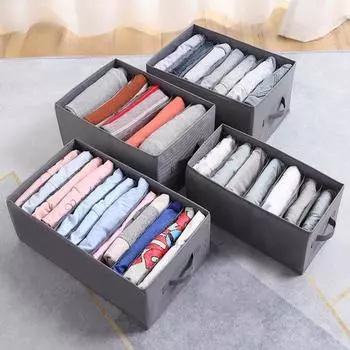 Ящик для хранения одежды с несколькими отделениями, классификация, складной шкаф, ящик-органайзер, брюки, футболки, носки, футляр для хранения L серый