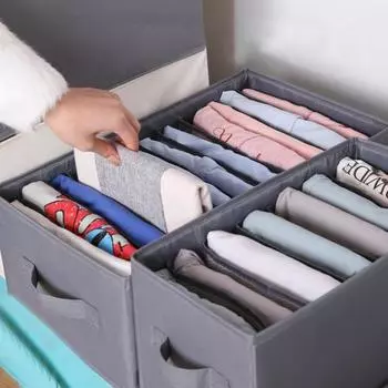Ящик для хранения одежды с несколькими отделениями, классификация, складной шкаф, ящик-органайзер, брюки, футболки, носки, футляр для хранения S циан
