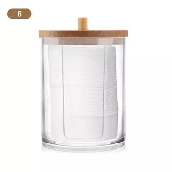 Ящик для хранения организатора ватной подушечки для макияжа для контейнера с бамбуковой крышкой B