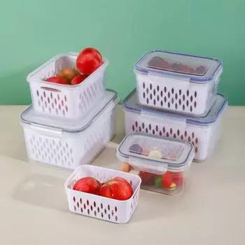 Ящик для хранения овощей и фруктов со сливной корзиной, фильтр для воды, хорошая герметичность, сохраняет свежесть, многофункциональный ящик для хранения, товары для дома S серый