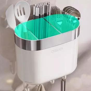 Ящик для хранения палочек для еды настенный цилиндр кухонная стойка для хранения ложек быстрая клетка слив бытовое отверстие бесплатно кремовый/серебряный