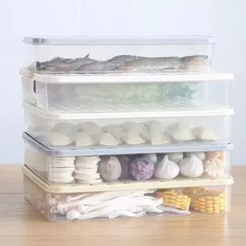 Ящик для хранения пельменей, большая емкость, органайзер для холодильника, прозрачный ящик для хранения продуктов для домашней кухни S белый