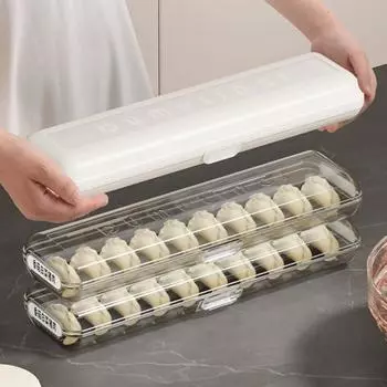 Ящик для хранения пельменей Узкий прозрачный пищевой контейнер большой емкости с антипригарным покрытием Штабелируемый холодильник Wonton Noodles Контейнер для пищевых продуктов Органайзер Кухонные принадлежности серый