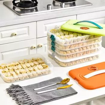 Ящик для хранения пельменей Yousheng с прочной ручкой, одиночный/двойной/тройной/четырехслойный контейнер для пищевых продуктов для домашних пикников, вечеринок Single Layer зелёный