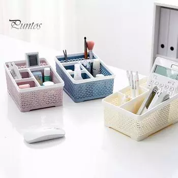 Ящик для хранения, полый противоскользящий полипропилен, ручка с несколькими сетками, канцелярские принадлежности, косметический органайзер, классные вещи синий