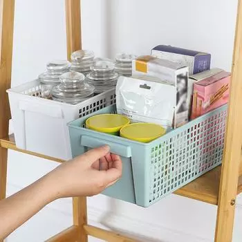 Ящик для хранения, полый прямоугольный студенческий стол, органайзер, контейнер 28x13x11.5cm green