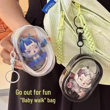 Ящик для хранения Pop Mart: Прозрачная подвесная сумка, сумка для фигурок, глухая коробка, дисплей и пылезащитная подвеска для хранения вещей для прогулок и детских представлений. high gloss чёрный