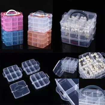 Ящик для хранения портативный домашний декоративный ювелирный инструмент комплект органайзер многофункциональный модный маленький трехслойный уличный бисер изящные ювелирные изделия оранжевый