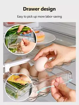 Ящик для хранения продуктов питания для холодильника, прозрачный органайзер для фруктов, держатель для полки, пластиковый кухонный контейнер