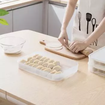 Ящик для хранения продуктов питания с крышкой, пищевой класс, большая вместимость, не содержит бисфенола А, антипригарное покрытие, чехол для хранения замороженных пельменей, контейнер для еды в холодильнике Triple Layer абрикосовый