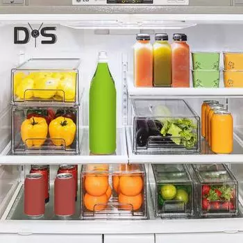 Ящик для хранения продуктов в холодильнике, не содержащий бисфенол-А, пищевой, легкоочищаемый, прозрачный, органайзер для фруктов и овощей, контейнер для холодильника S