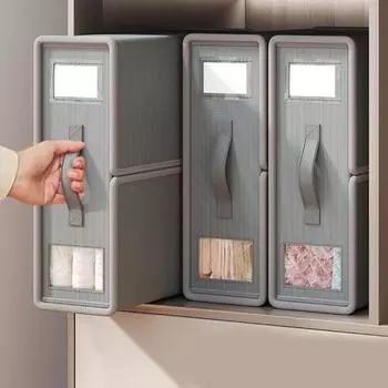 Ящик для хранения простыней с видимым окном и ручкой, органайзер на молнии большой емкости 2pcs серый