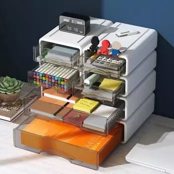 Ящик для хранения, прозрачный ящик, многофункциональный штабелируемый органайзер для канцелярских принадлежностей, настольный ящик для хранения S