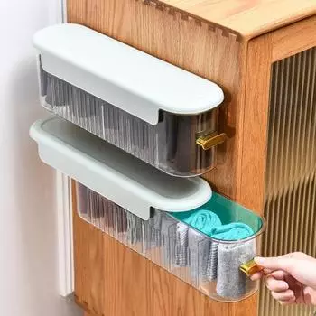 Ящик для хранения, прозрачный, видимый, для ежедневного использования, позолоченная ручка, тип ящика, 6 сеток, чехол для нижнего белья, удобный органайзер для шкафа зелёный